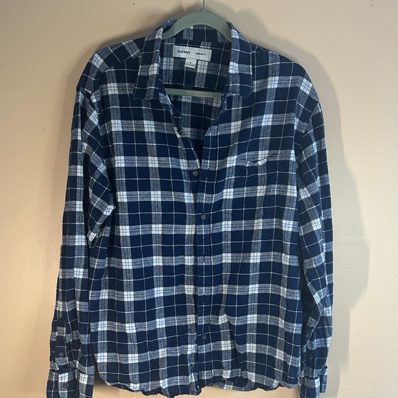 Old Navy Other - Old Navy Blue and White Plaid Long Sleeve Shirt
